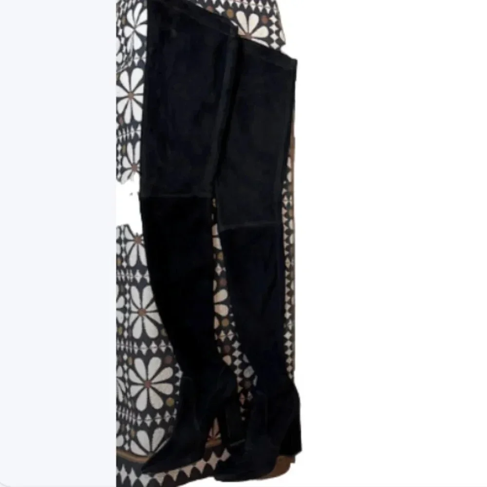Tamara Mellon Over the Knee Thigh High Suede Black Boots size 37 1/2 or 7.5 US